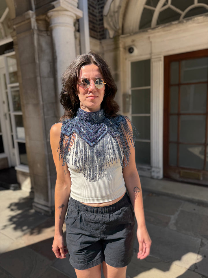 Hand Beaded Collar With Elegant Fringe