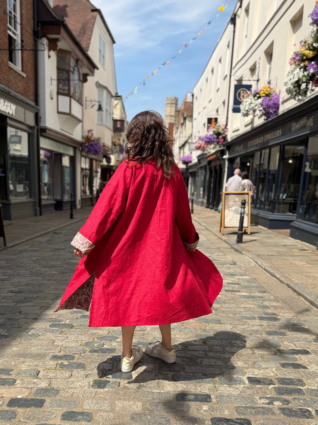Red Paisley Reversible Linen Coat