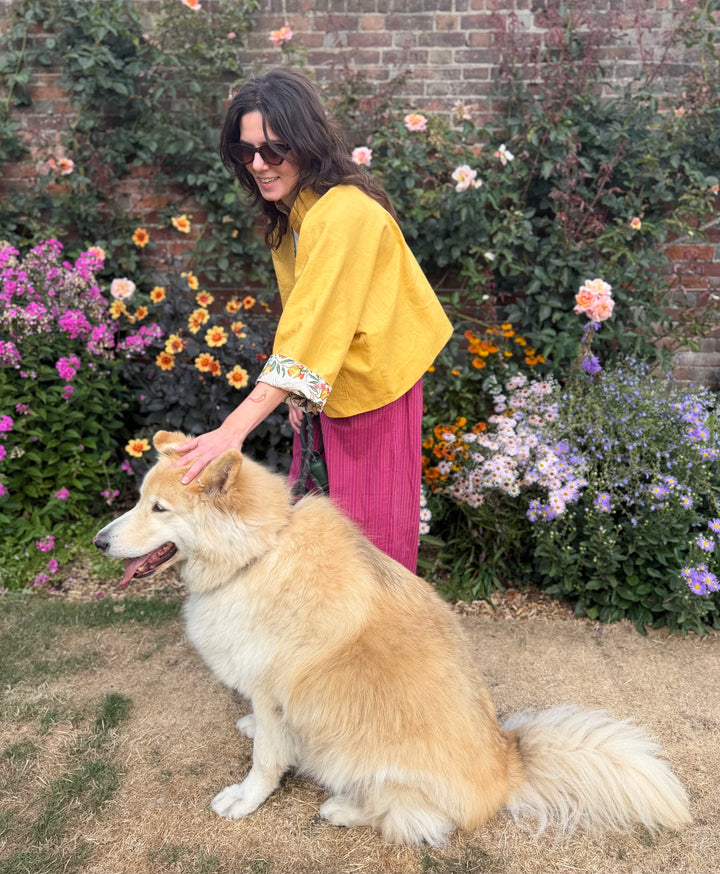 Yellow Cockatoo Linen Jacket: Reversible