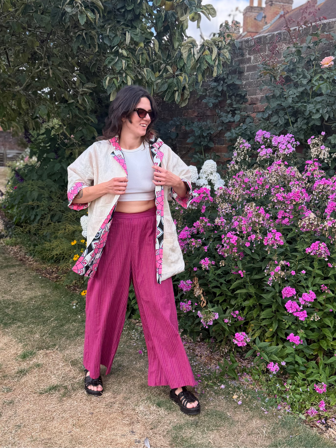 Raspberry Vibes Linen Jacket: Mid-Length