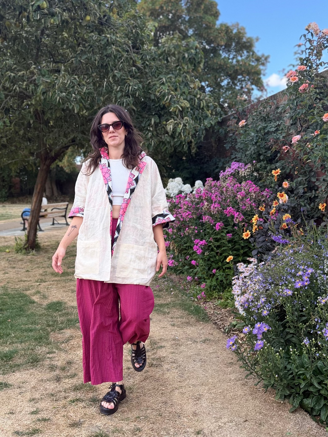Raspberry Vibes Linen Jacket: Mid-Length