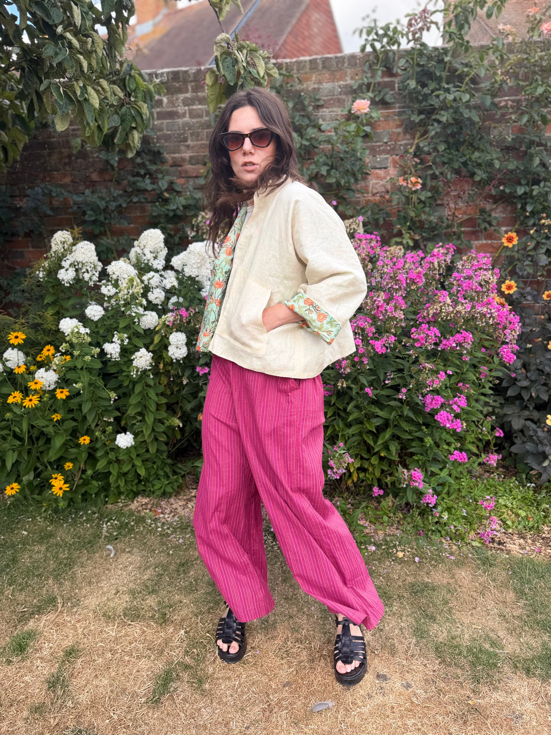 Garden Tulip Linen Jacket: Reversible