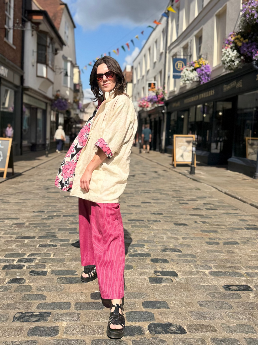 Raspberry Vibes Linen Jacket: Mid-Length
