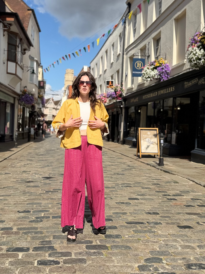 Yellow Cockatoo Linen Jacket: Reversible