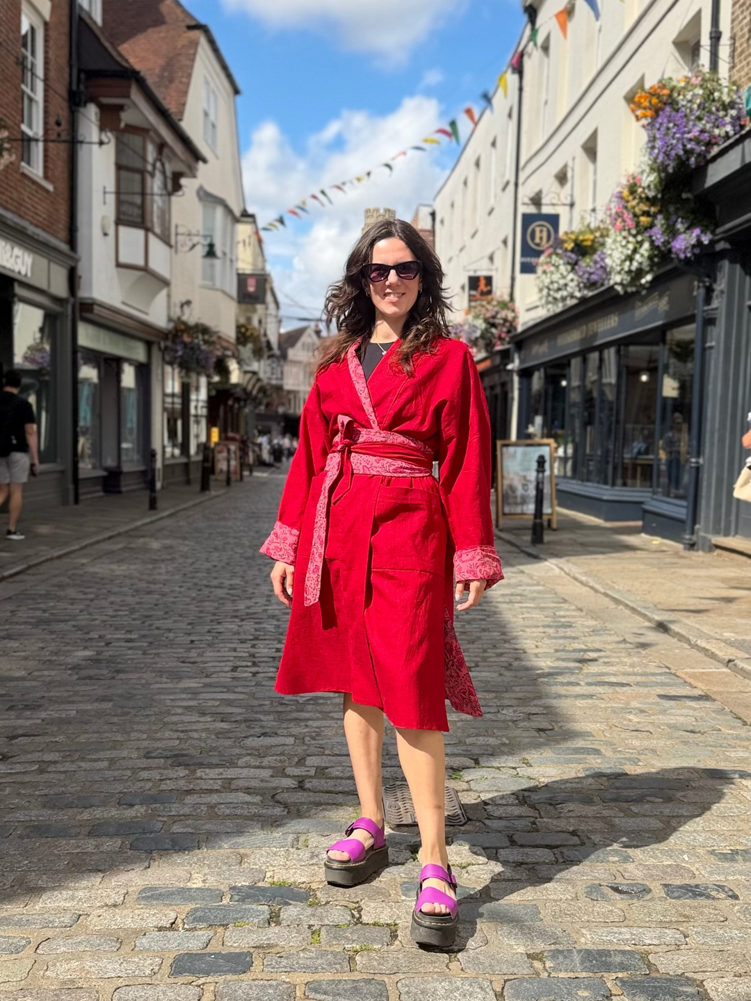 Berry Delicious Linen Coat: Reversible, and featuring an Obi Belt