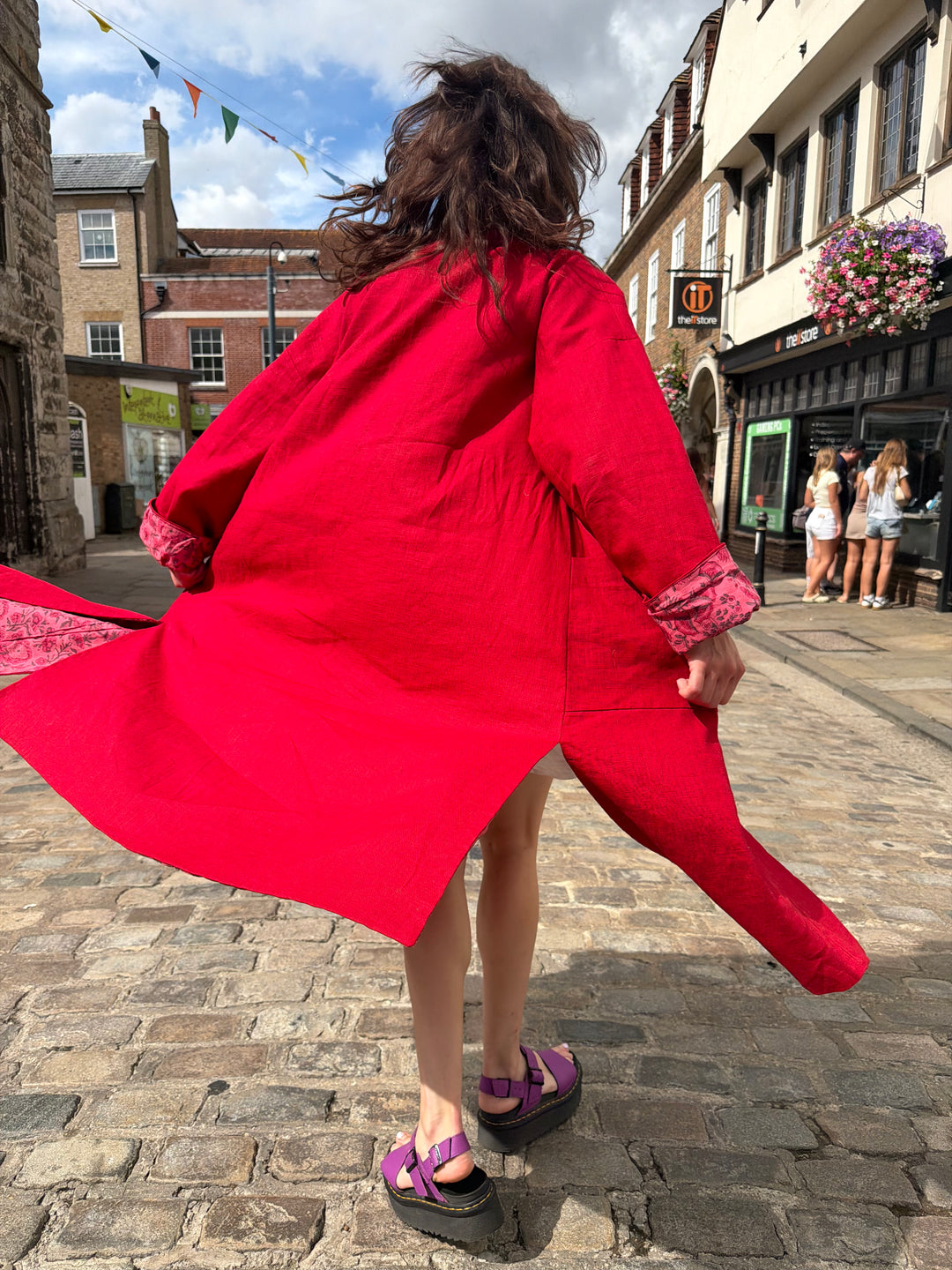 Berry Delicious Linen Coat: Reversible, and featuring an Obi Belt
