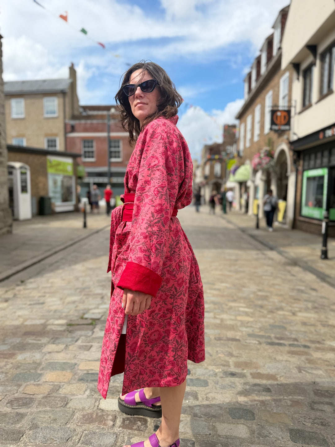Berry Delicious Linen Coat: Reversible, and featuring an Obi Belt