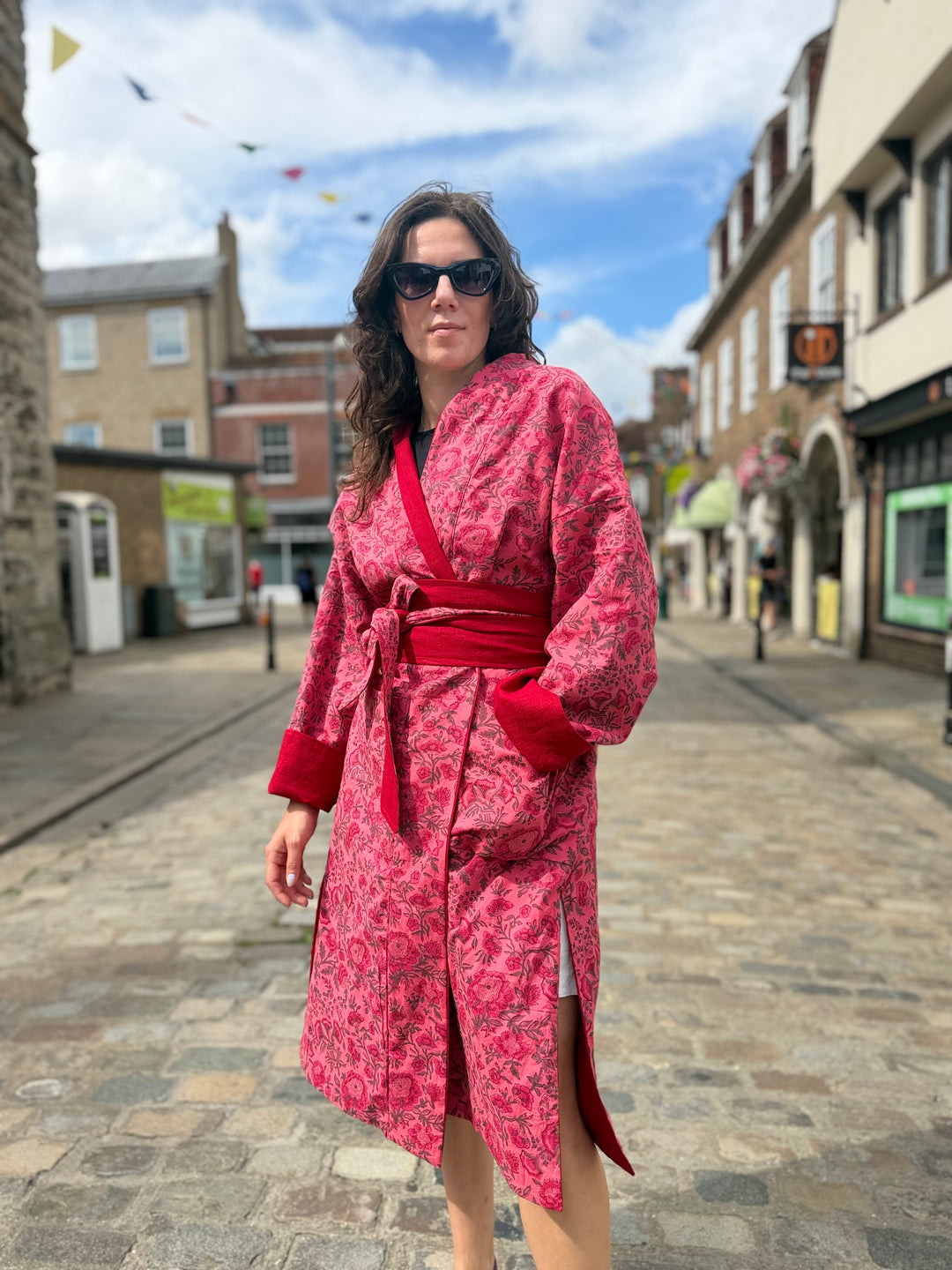 Berry Delicious Linen Coat: Reversible, and featuring an Obi Belt