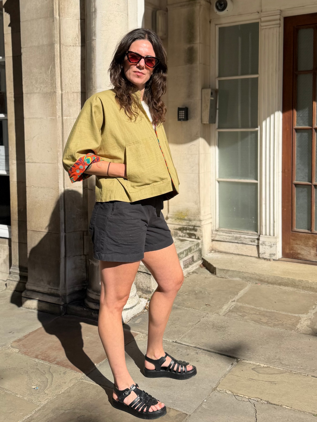 Orange Garden Linen Jacket: Reversible