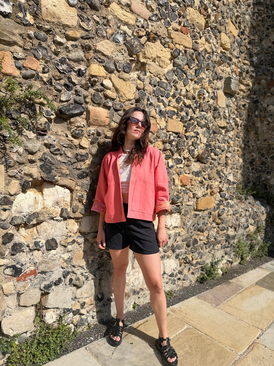 Pink Paradise Linen Jacket: Reversible