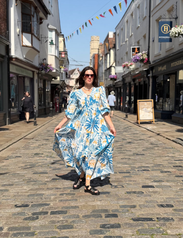 Screen Print Cotton Tiered Dress