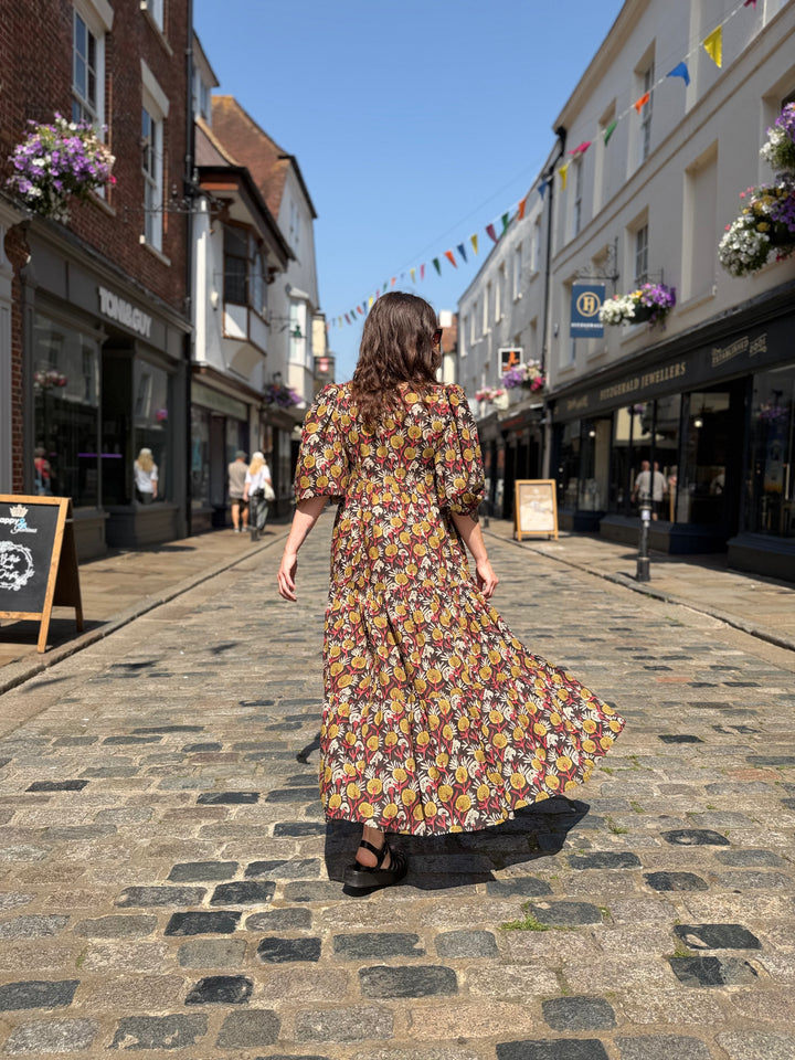 Bagru Block Cotton Tiered Dress
