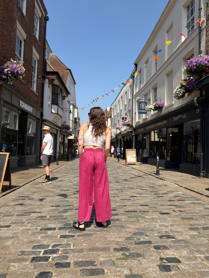 Rasberry Kantha Tailored Cropped Trousers