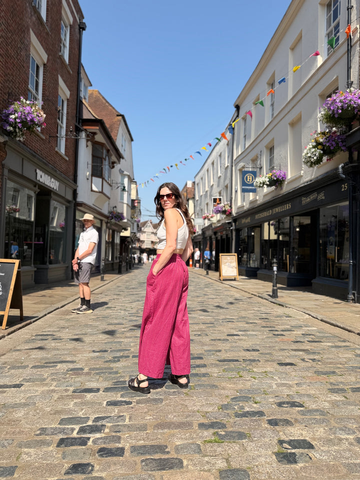 Rasberry Kantha Tailored Cropped Trousers