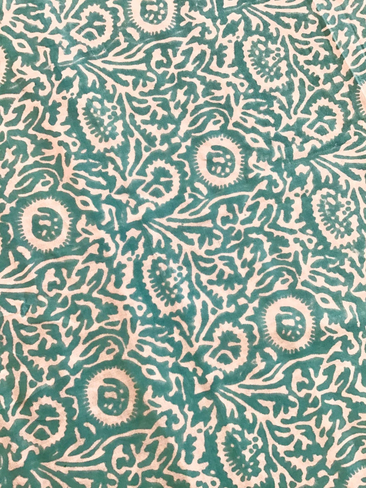 Abstract Flower Block Printed Cotton Fabric