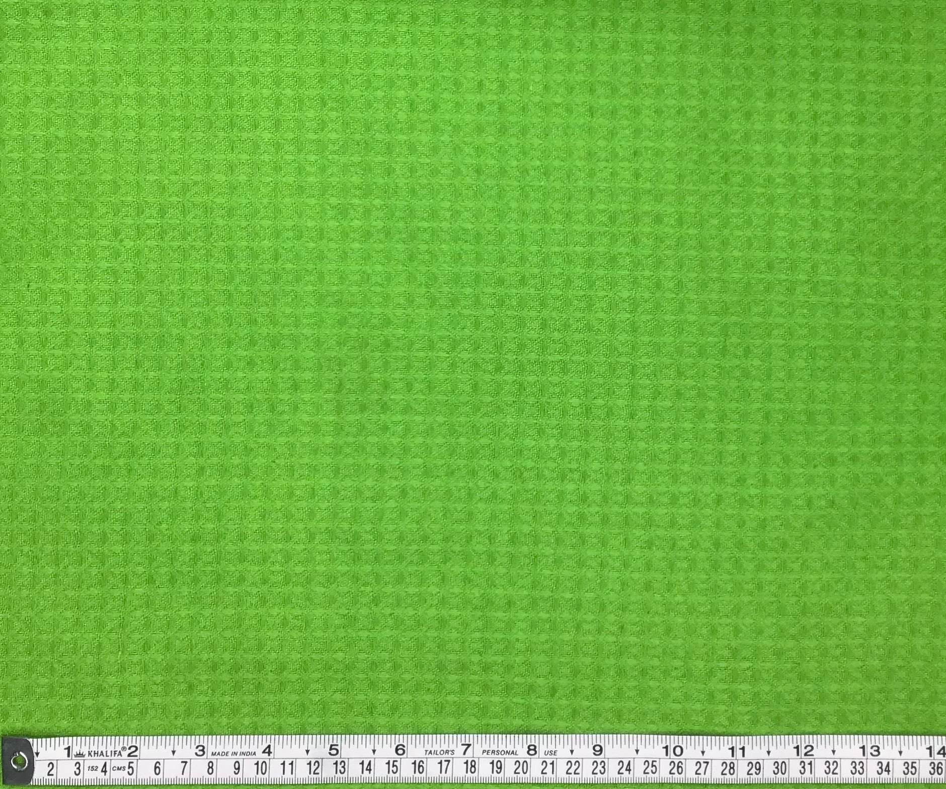 Acidic Granny Smith Green Waffle hand dyed Fabric 100% Cotton - Violet Elizabeth - Haberdashery