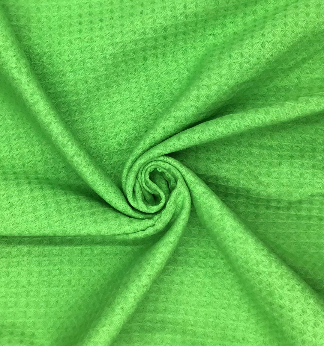 Acidic Granny Smith Green Waffle hand dyed Fabric 100% Cotton - Violet Elizabeth - Haberdashery