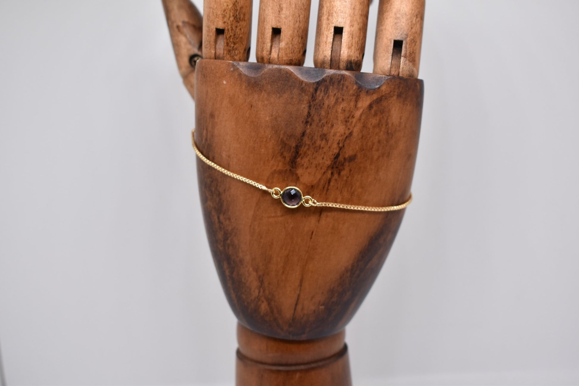 Adjustable Amethyst and Gold Plated Bracelet - Violet Elizabeth - Jewellery