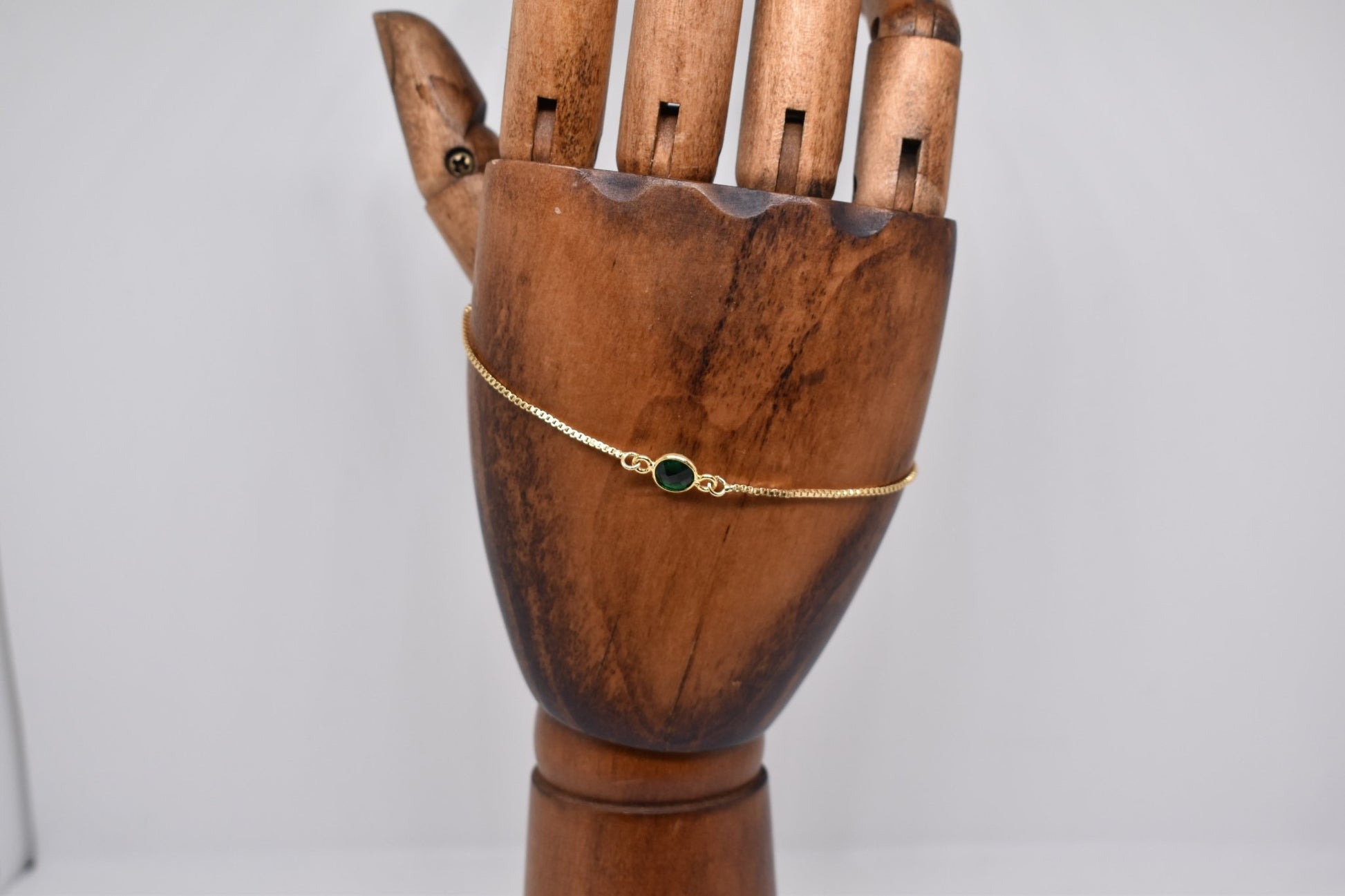 Adjustable Emerald and Gold Plated Bracelet - Violet Elizabeth - Jewellery