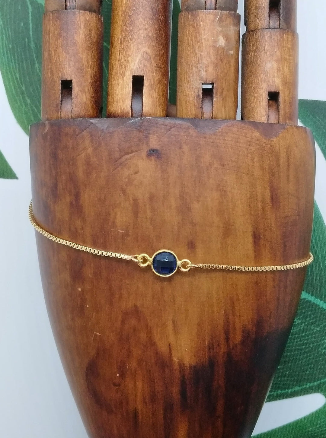 Adjustable Ink Blue Chalcedony Bracelet - Violet Elizabeth - Jewellery