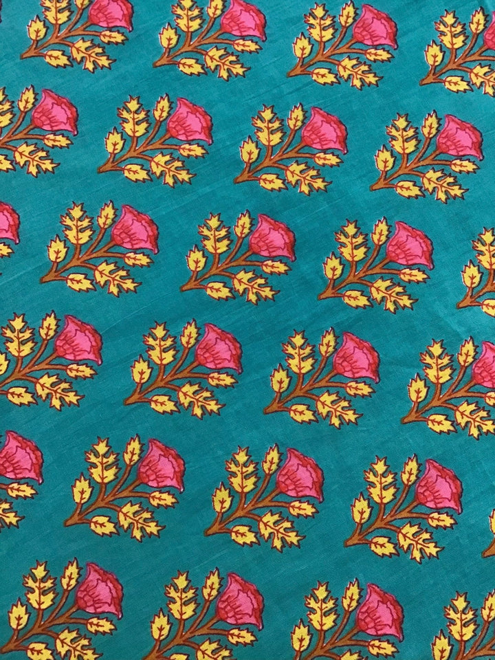 All Over Small Tulip Print Screen Printed Screen Printed Cotton Fabric
