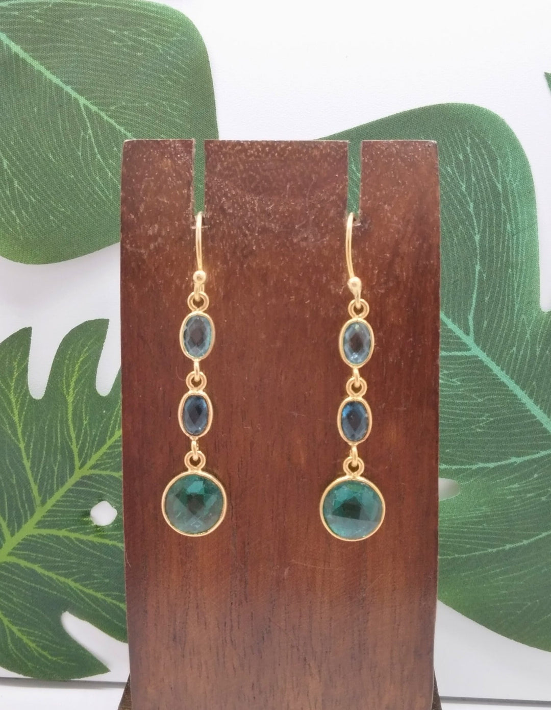 Apatite, Ink Blue and Chalcedony Triple Threat Earrings - Violet Elizabeth - Jewellery