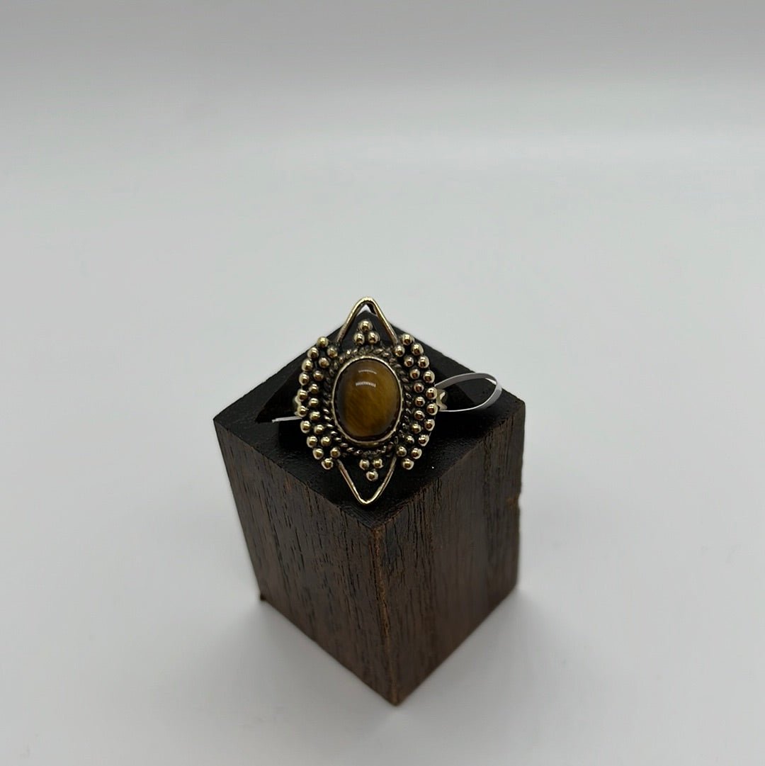 Aztec Brass Ring: Various Stones - Violet Elizabeth - Jewellery