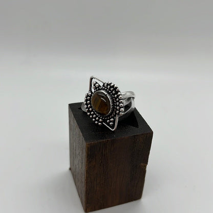 Aztec Brass Ring: Various Stones - Violet Elizabeth - Jewellery