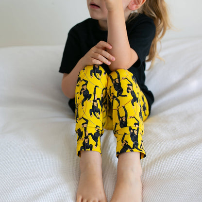 Yellow Chimp print Leggings: 2-3 Y