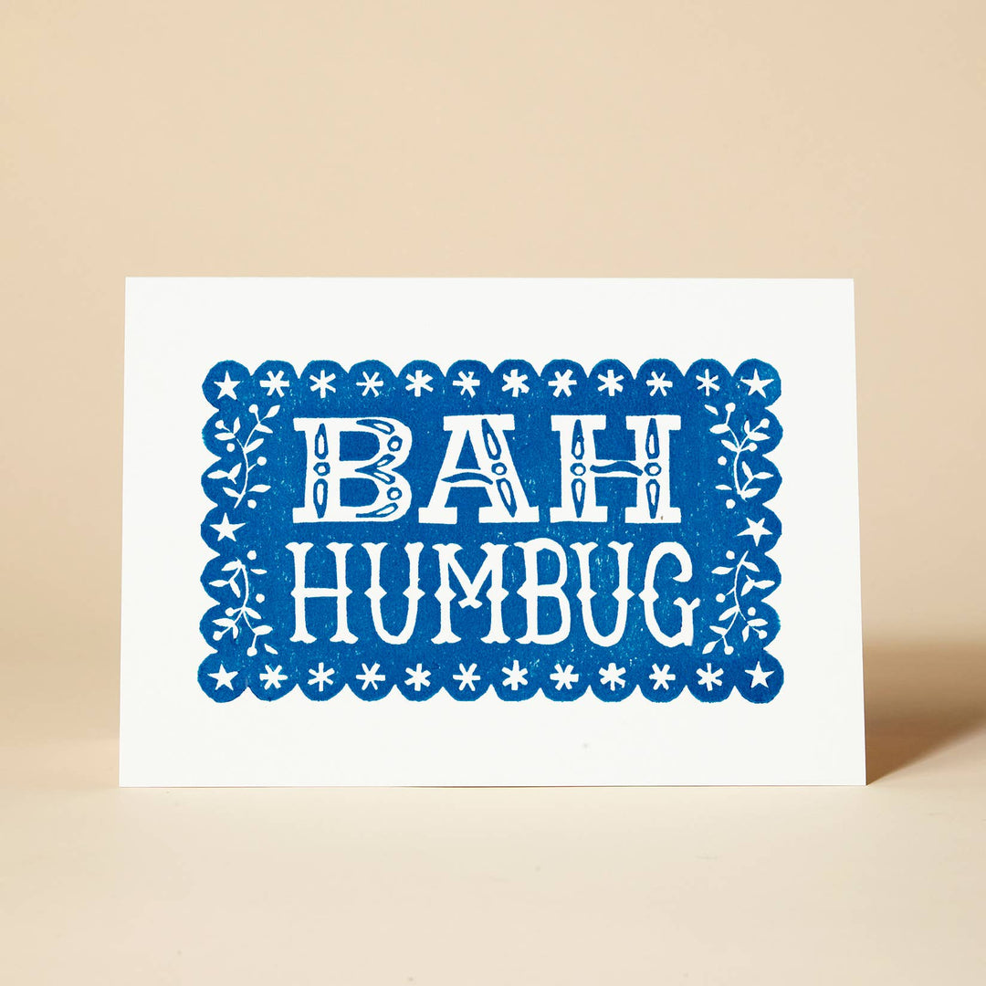 Bah Humbug Linocut Christmas Card - Violet Elizabeth - 