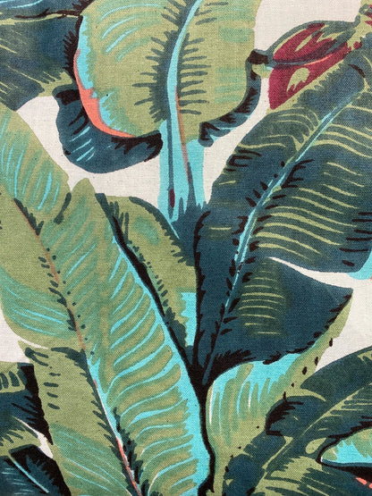 Banana leaf Screen Printed Fabric 100% Cotton - Violet Elizabeth - Haberdashery