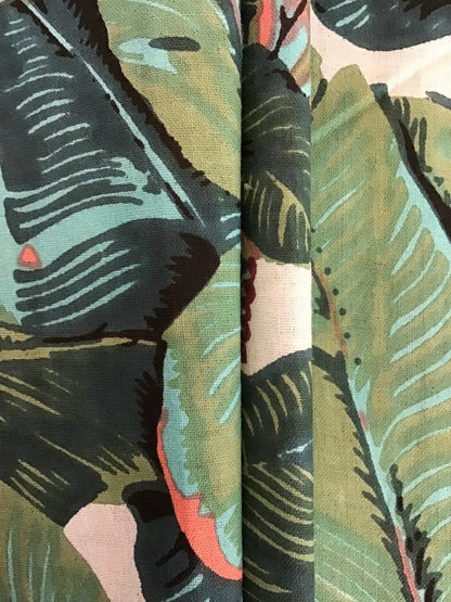Banana leaf Screen Printed Fabric 100% Cotton - Violet Elizabeth - Haberdashery