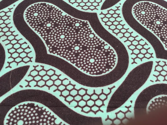Black & green amoeba Wax print fabric - Violet Elizabeth - Haberdashery