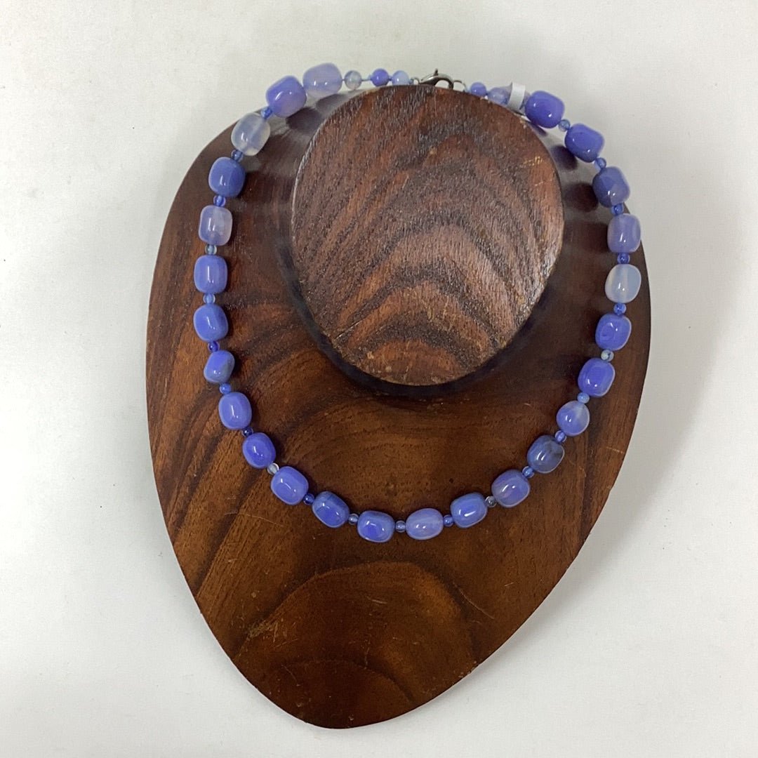 Blue Agate Bead necklace - Violet Elizabeth - Jewellery