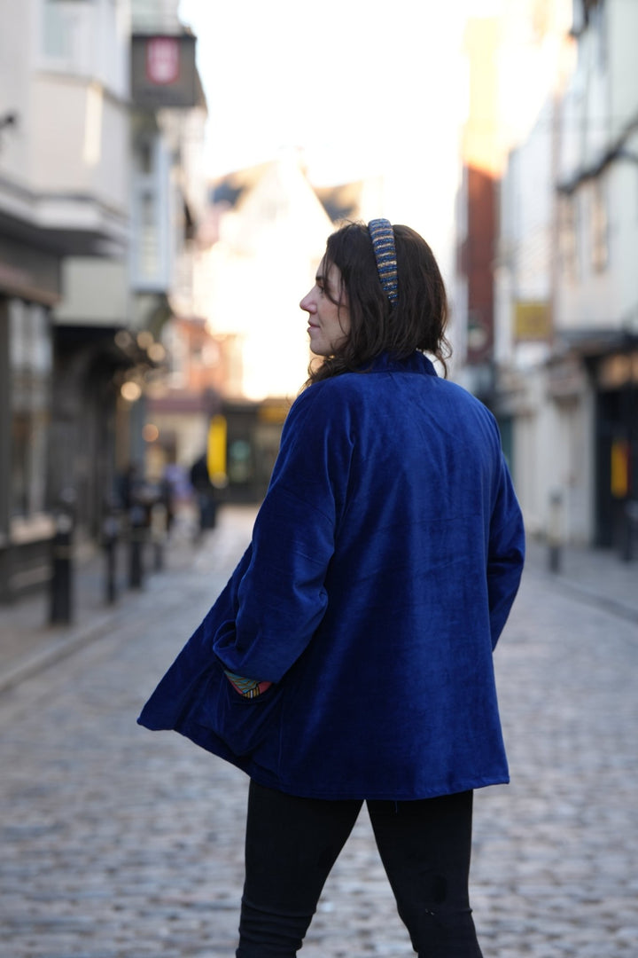 Blue And Gold Beauty Velvet Jacket - Violet Elizabeth - Clothing