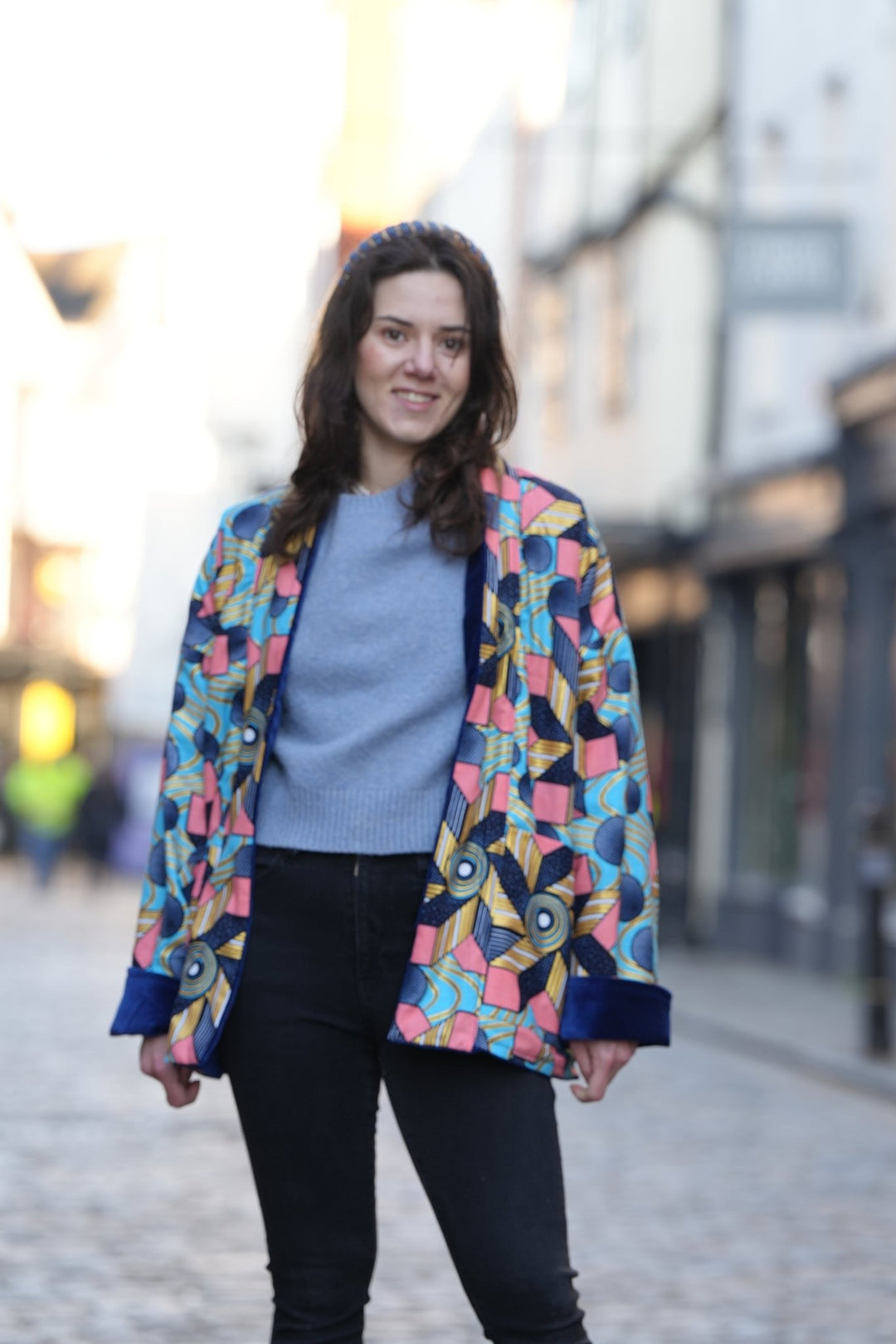 Blue And Gold Beauty Velvet Jacket - Violet Elizabeth - Clothing