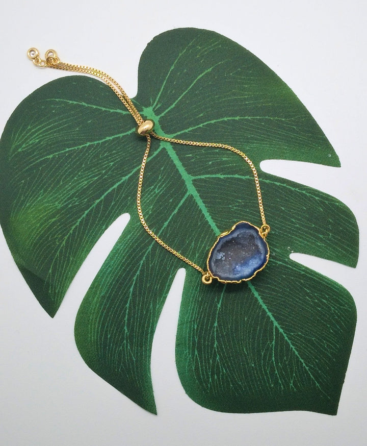 Blue Half Geode Druzy Bracelet - Violet Elizabeth - Jewellery
