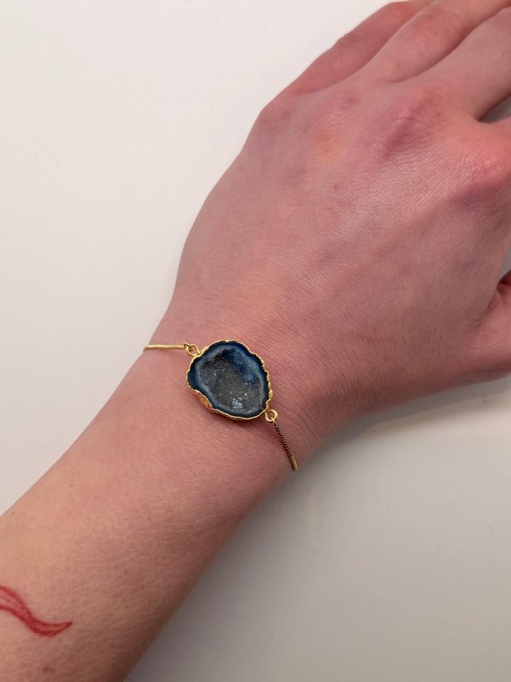 Blue Half Geode Druzy Bracelet - Violet Elizabeth - Jewellery