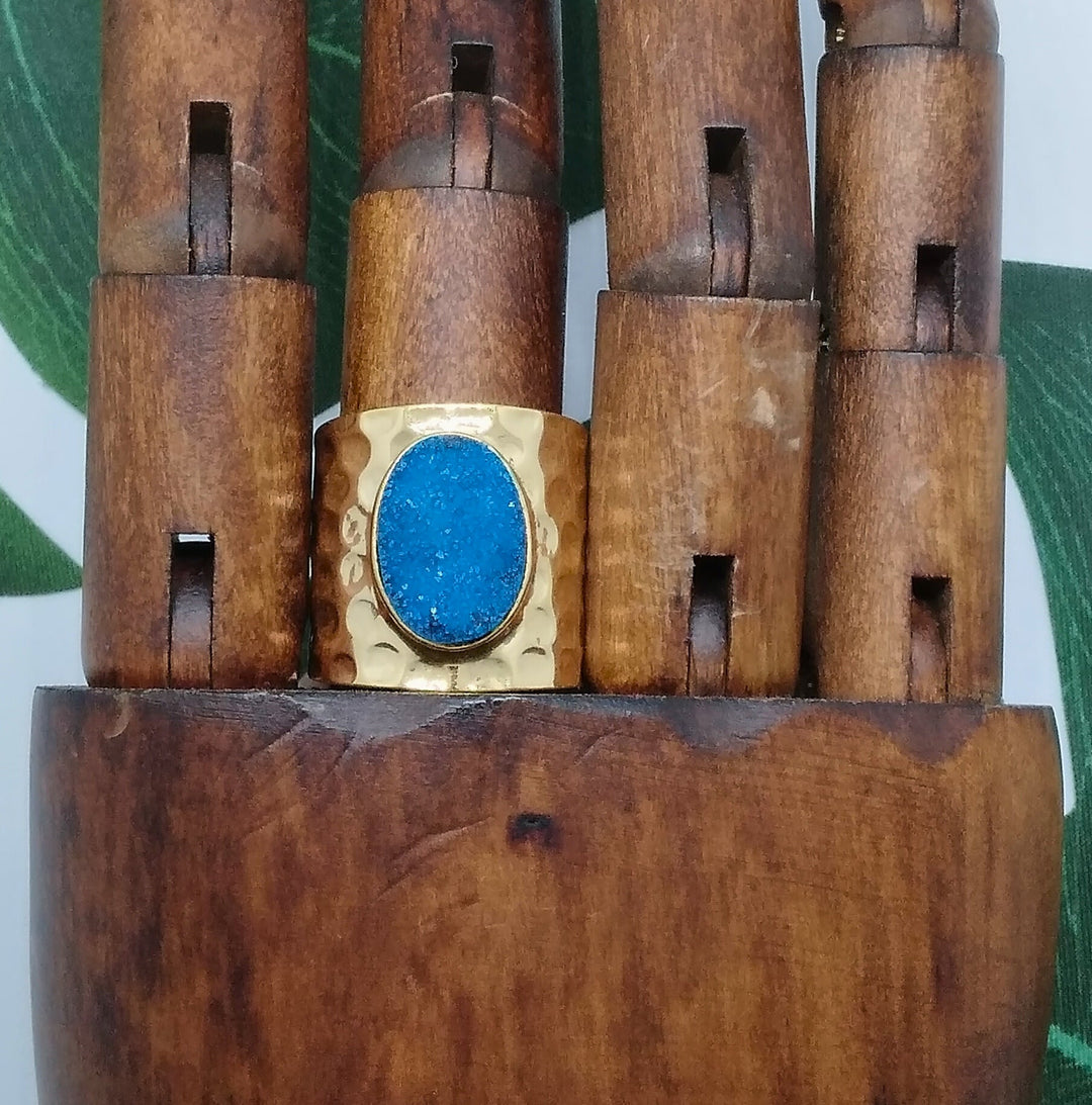 Blue Lagoon Crystal Crush Agate Ring - Violet Elizabeth - Jewellery