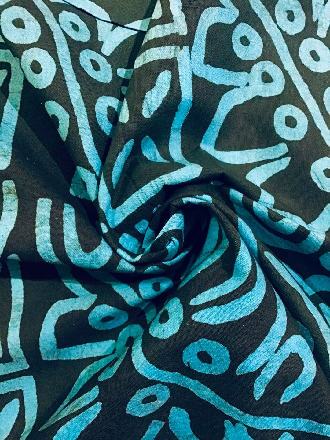 Blue Leaves Batik Fabric - Violet Elizabeth - Haberdashery