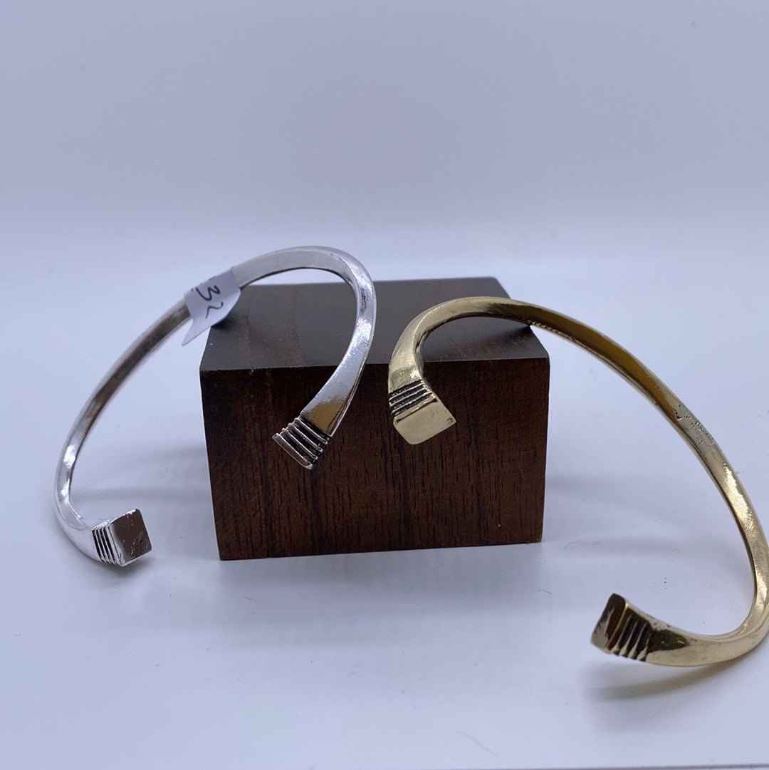 Brass Bangle With Etched Opening