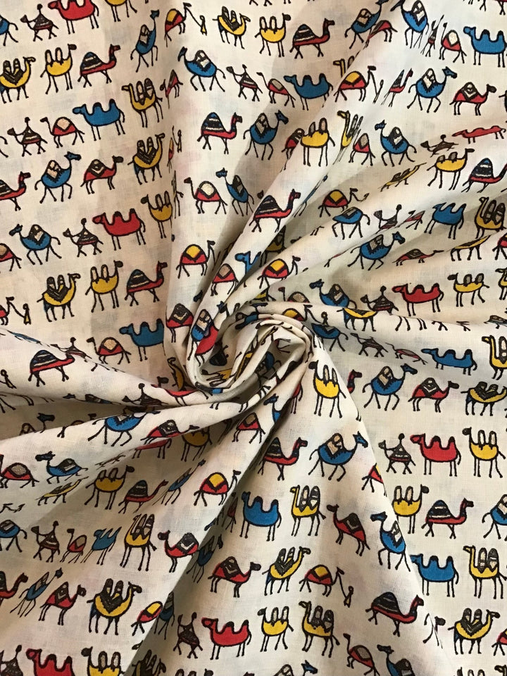 Camel Parade Screen Print Screen Printed Cotton Fabric