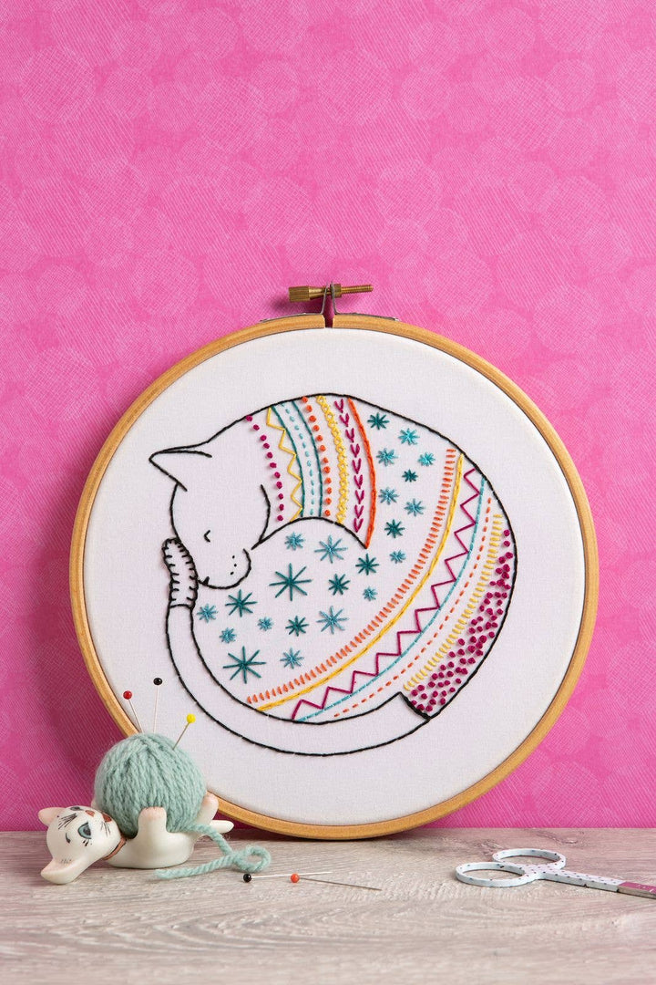 Cat Embroidery Kit | Complete Craft Kit for Beginners - Violet Elizabeth - Haberdashery