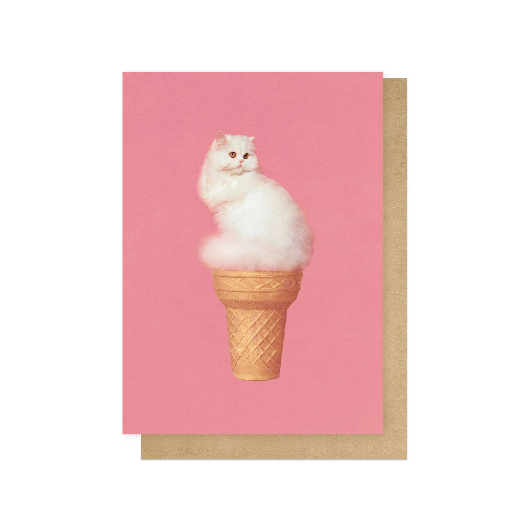 Cat Ice Cream Greetings Card - Violet Elizabeth - 