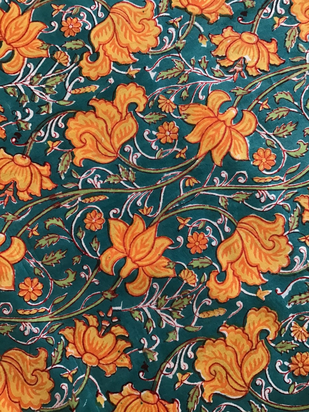 Cheerful vines and flowers Block Printed Fabric - Violet Elizabeth - Haberdashery