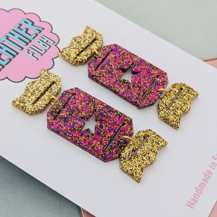 Christmas Cracker Glitzy Glitter Earrings (MORE COLOURS) - Violet Elizabeth - Jewellery