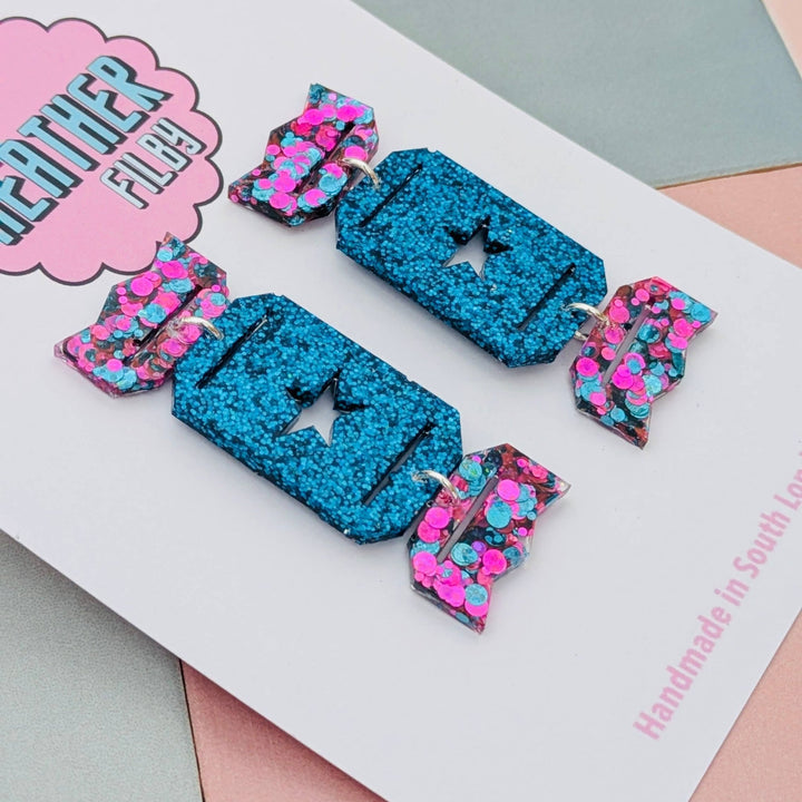 Christmas Cracker Glitzy Glitter Earrings (MORE COLOURS) - Violet Elizabeth - Jewellery