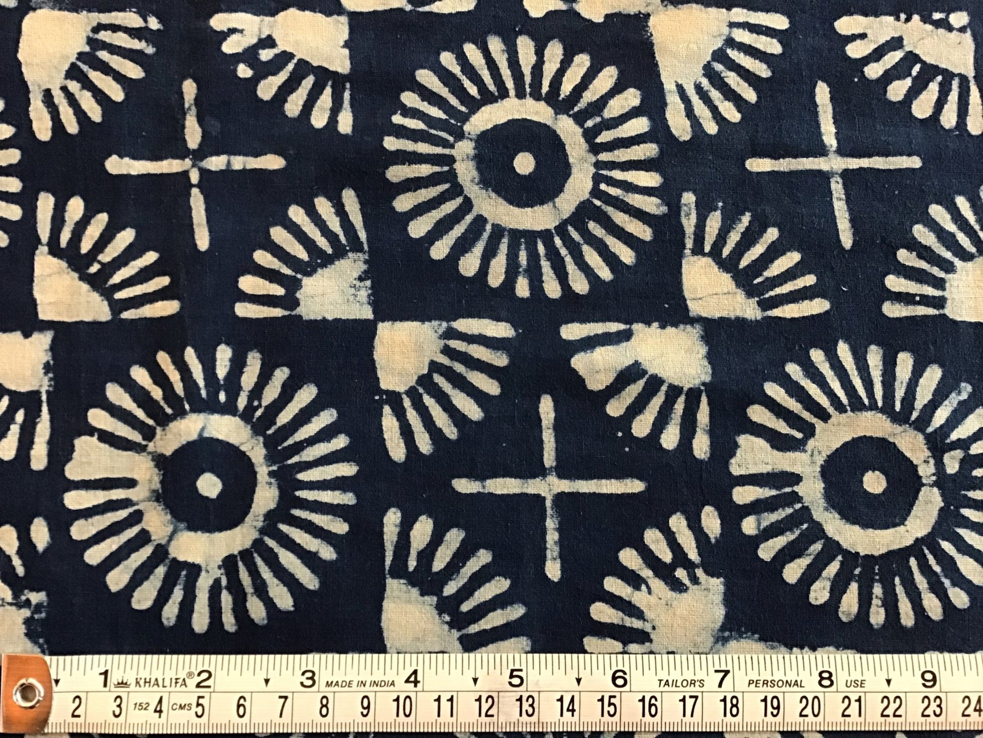 Circle and cross Batik Hand Printed Pure Cotton Fabric - Violet Elizabeth - Haberdashery
