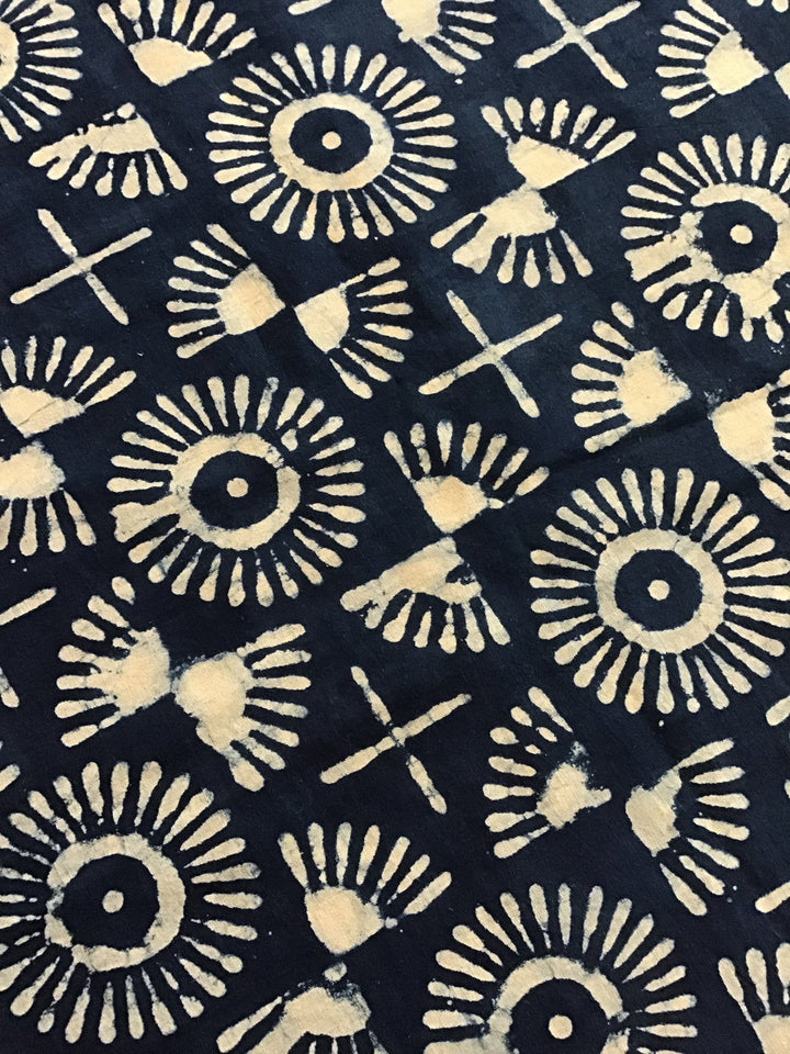 Circle And Cross Batik Hand Printed Cotton Fabric