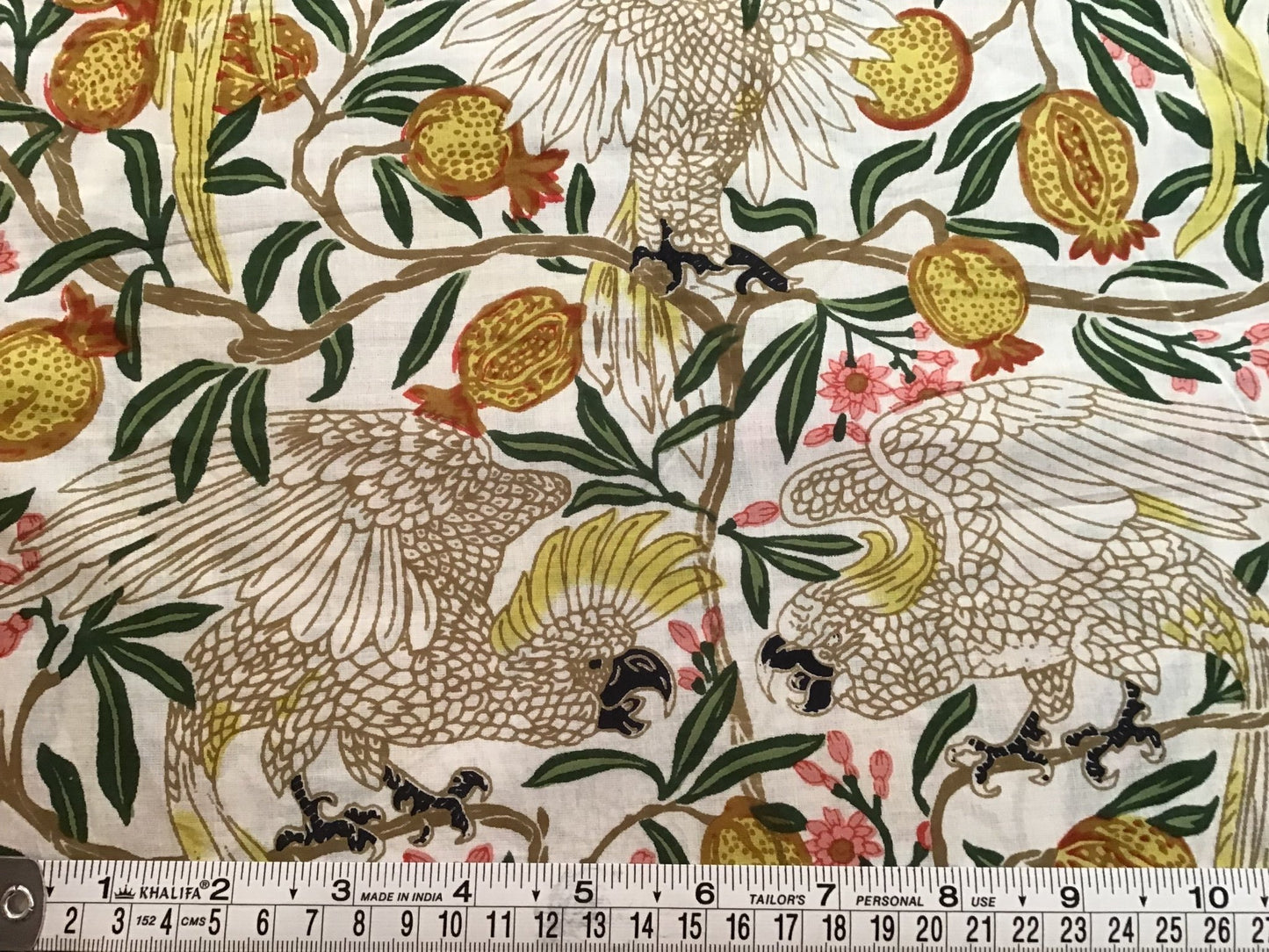 cockatoo party Screen Printed Fabric 100% Cotton - Violet Elizabeth - Haberdashery